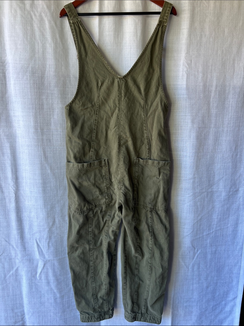 Free People Olive Green High Roller Jumpsuit